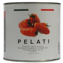 Pelati
Geschälte Tomaten in Tomatensaft 6.5 Brix
Pomodori pelati in succo  6.5 Brix
